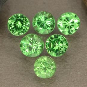 Gemas de granate tsavorita verde natural de 1,23 ct, corte redondo, VS