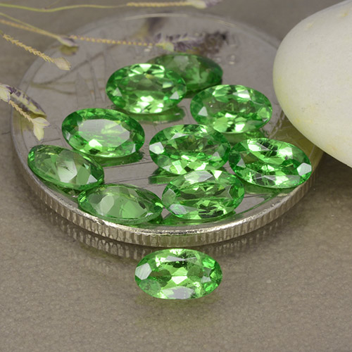 Gemas de granate tsavorita verde natural de 2,27 ct, corte óvalo, VS