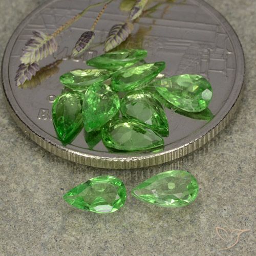 Gemas de granate tsavorita verde medio natural de 1,72 ct, en forma de pera, VS