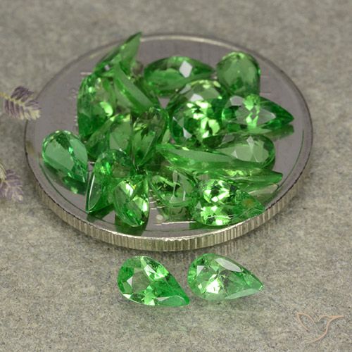 4.34ctw Natural Verde claro Granate Tsavorita, En forma de pera, VS