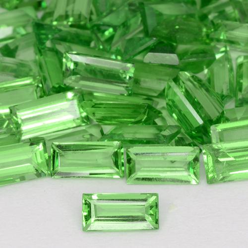 Granate tsavorita Verde vivo natural de 0.11 ct, Corte Baguette, VS