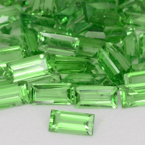Granate tsavorita Verde vivo natural de 0.11 ct, Corte Baguette, VS