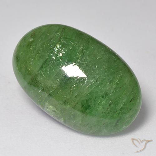 Granate tsavorita Verde medio natural de 10.96 ct, Ovalada, Translúcido