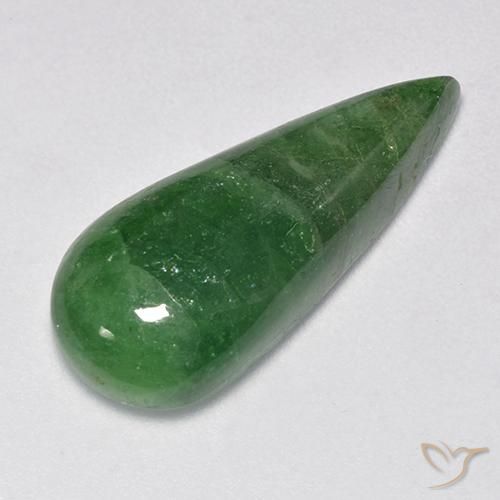 Granate tsavorita Verde terroso natural de 10.89 ct, En forma de pera, Translúcido
