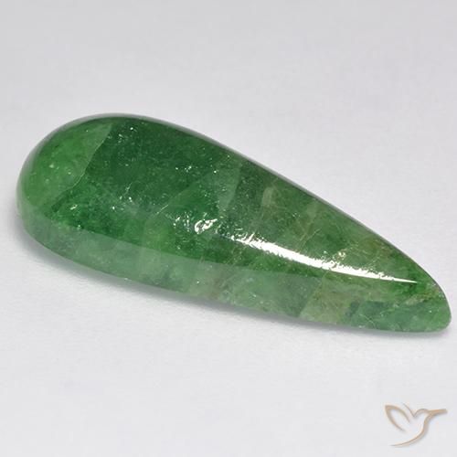 Granate tsavorita Verde terroso natural de 10.89 ct, En forma de pera, Translúcido