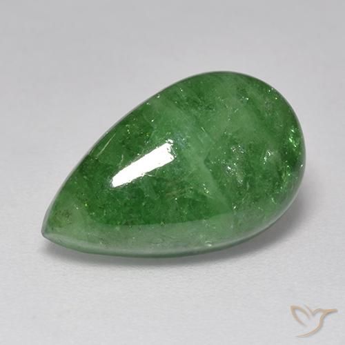 Granate tsavorita Verde medio natural de 7.32 ct, En forma de pera, Translúcido