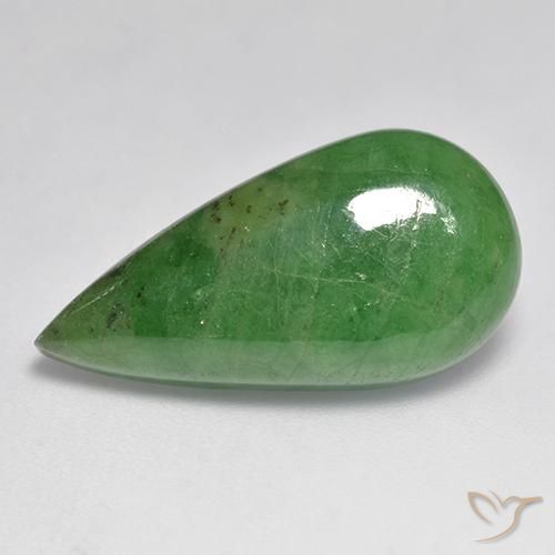 Granate tsavorita Verde medio natural de 12.84 ct, En forma de pera, Translúcido