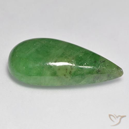 Granate tsavorita Verde medio natural de 12.84 ct, En forma de pera, Translúcido