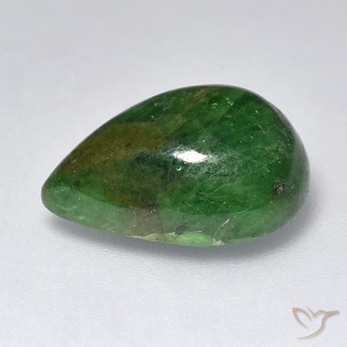 Granate tsavorita Verde bosque natural de 8.71 ct, En forma de pera, Opaco
