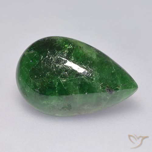 Granate tsavorita Verde pino natural de 9.89 ct, En forma de pera, Translúcido