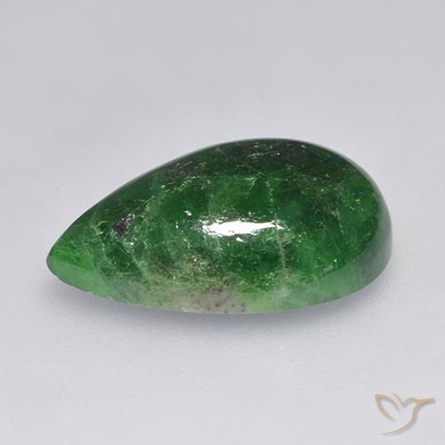Granate tsavorita Verde pino natural de 9.89 ct, En forma de pera, Translúcido