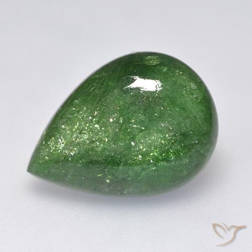 Granate tsavorita Verde medio natural de 10.24 ct, En forma de pera, Translúcido