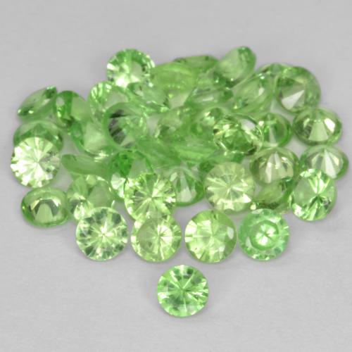 Gemas de granate tsavorita Verde medio natural de 1.78 ct, Corte Redondo, VS