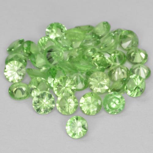 Gemas de granate tsavorita Verde medio natural de 1.78 ct, Corte Redondo, VS