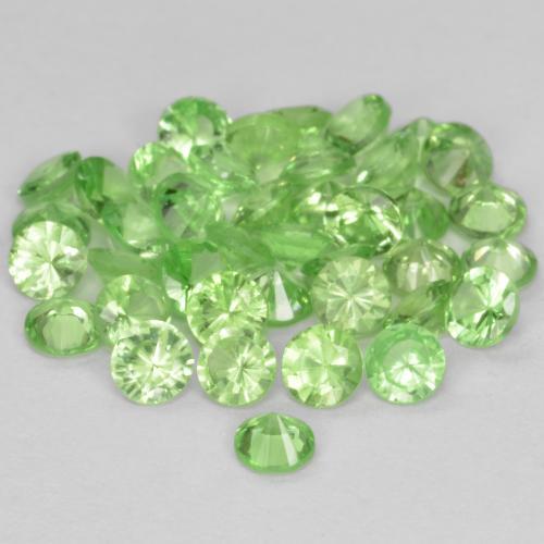 Gemas de granate tsavorita Verde medio natural de 1.78 ct, Corte Redondo, VS