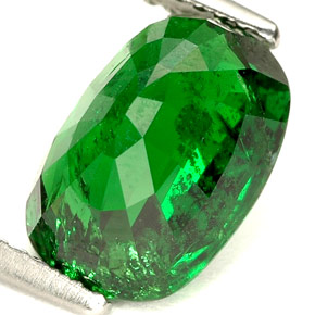 Granate tsavorita verde natural de 3,97 ct, corte óvalo, SI