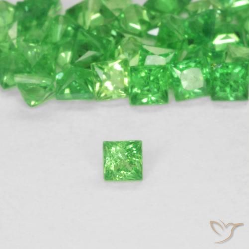 0.08ct Natural Verde vivo Granate Tsavorita, Cuadrado, SI