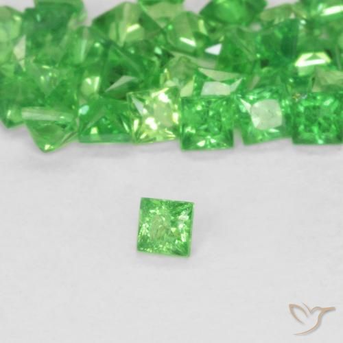 Granate tsavorita Verde vivo natural de 0.08 ct, Cuadrado, SI