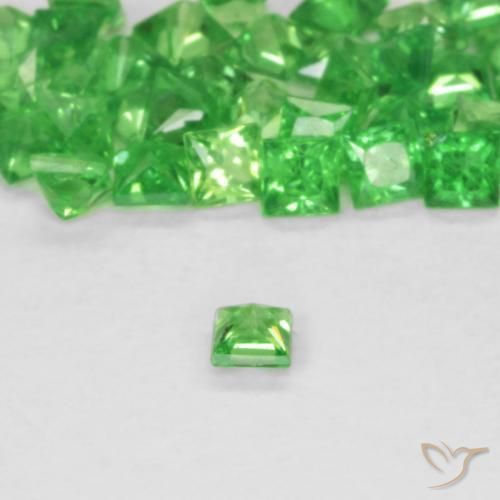 Granate tsavorita Verde vivo natural de 0.08 ct, Cuadrado, SI