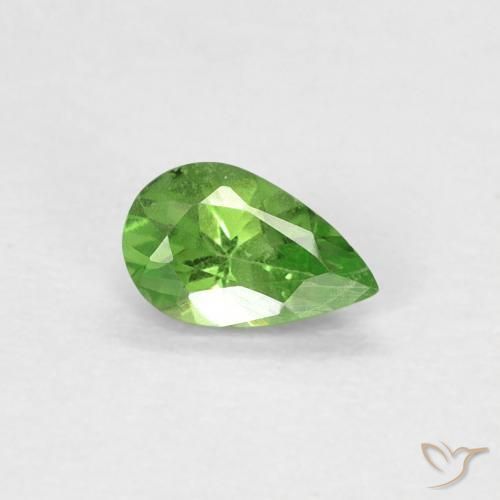Granate tsavorita Verde vivo natural de 0.26 ct, En forma de pera, VVS-VS