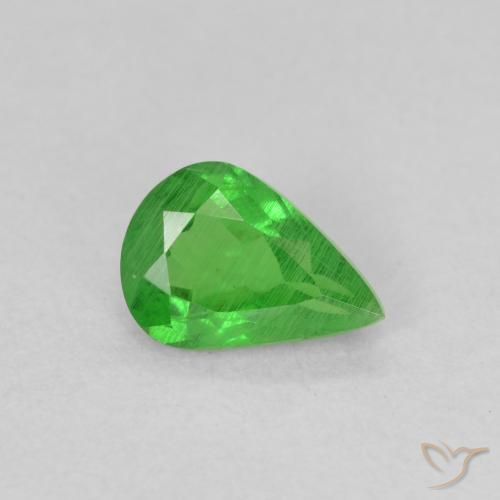 Granate tsavorita Verde medio natural de 0.78 ct, En forma de pera, SI