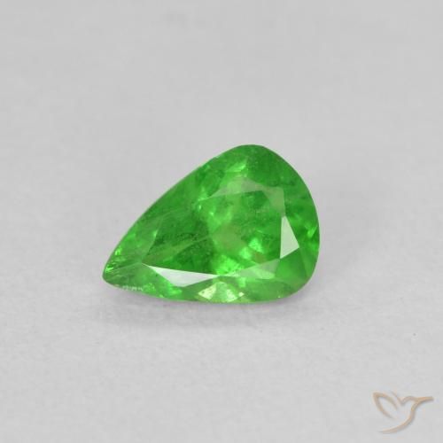 Granate tsavorita Verde eléctrico natural de 0.69 ct, En forma de pera, VS-SI