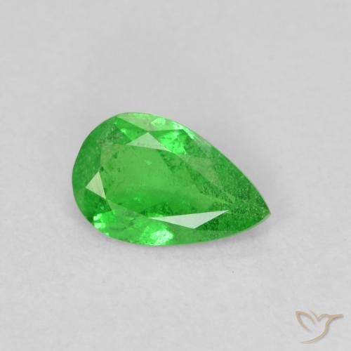Granate tsavorita Verde medio natural de 0.78 ct, En forma de pera, VS-SI