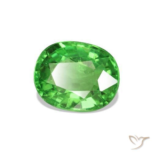 Granate tsavorita Verde medio natural de 1.38 ct, Corte Óvalo, VS