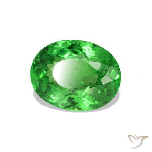 Granate tsavorita verde natural de 1,69 ct, corte óvalo, VS