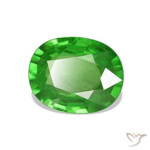 Granate tsavorita verde natural de 1,93 ct, corte óvalo, VS