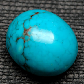 Turquesa azul natural de 6,28 ct, corte óvalo, opaco