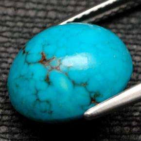 Turquesa azul natural de 6,28 ct, corte óvalo, opaco