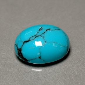 Turquesa azul natural de 1,93 ct, corte óvalo, opaco