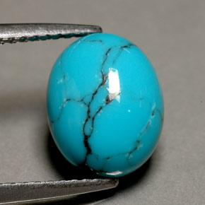 Turquesa azul natural de 1,93 ct, corte óvalo, opaco