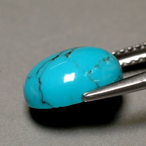 Turquesa azul natural de 1,93 ct, corte óvalo, opaco