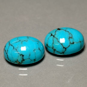 Gemas de turquesa azul natural de  ct, corte óvalo, opaco