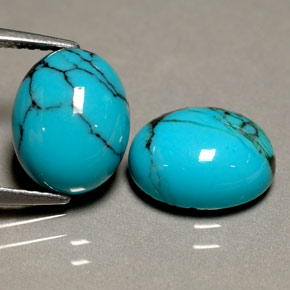 Gemas de Turquesa Azul natural de  ct, Corte Óvalo, Opaco
