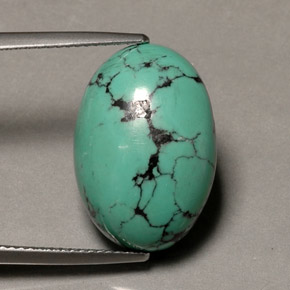 Turquesa verde natural de 13,65 ct, corte óvalo, opaco