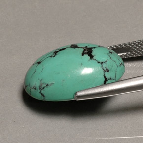 Turquesa verde natural de 13,65 ct, corte óvalo, opaco