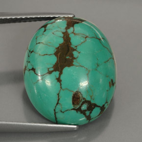 Turquesa verde natural de 15,63 ct, corte óvalo, opaco