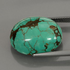 Turquesa verde natural de 15,63 ct, corte óvalo, opaco