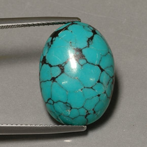 Turquesa azul natural de 12,98 ct, corte óvalo, opaco