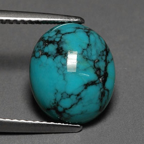 Turquesa azul natural de 3,00 ct, corte óvalo, opaco