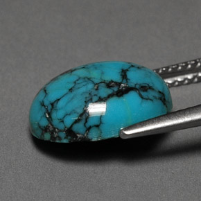 Turquesa azul natural de 3,00 ct, corte óvalo, opaco