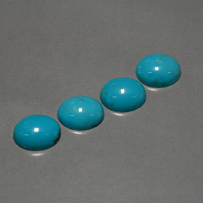 Gemas de turquesa azul natural de  ct, corte óvalo, opaco