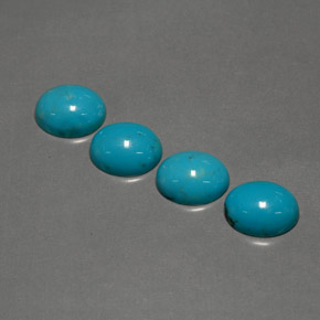 Gemas de turquesa azul natural de  ct, corte óvalo, opaco