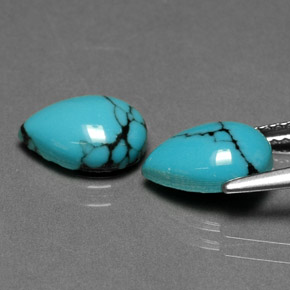Gemas de turquesa azul natural de  ct, en forma de pera, opaco