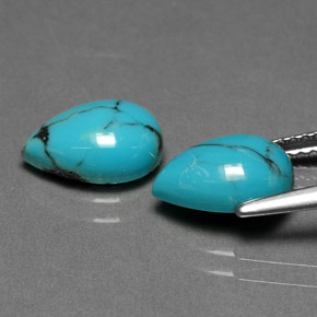Gemas de Turquesa Azul natural de  ct, En forma de pera, Opaco