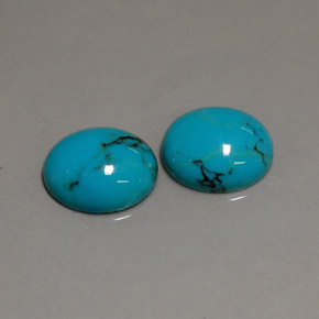 Gemas de turquesa azul natural de  ct, corte óvalo, opaco