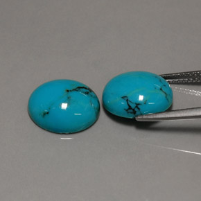Gemas de turquesa azul natural de  ct, corte óvalo, opaco
